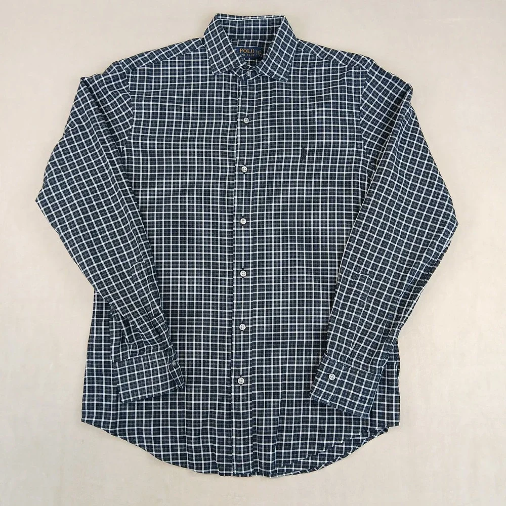 Polo Ralph‎ Lauren Small Mens Shirt Oxford Spread Collar Plaid 20x27